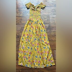 Kebeya Yellow Floral Dress Women Small/Medium